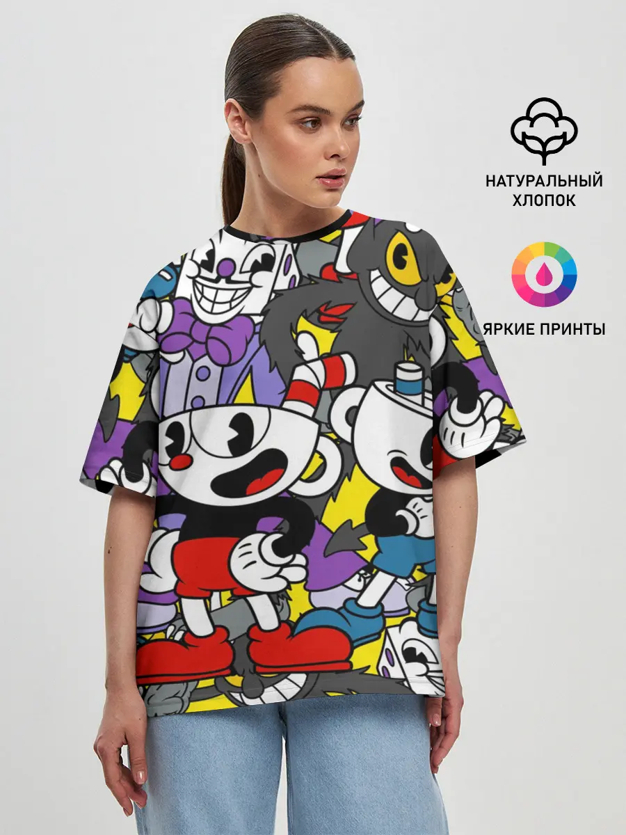 Женская футболка оверсайз / Cuphead
