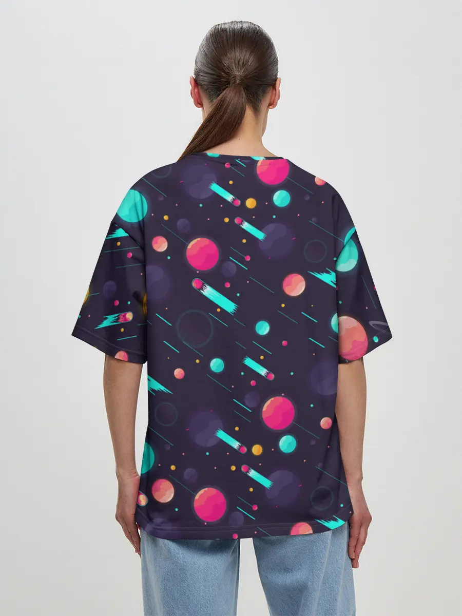Женская футболка оверсайз / Космические движения комет