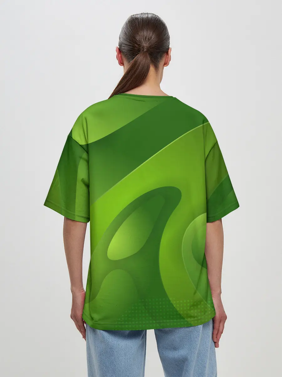 Женская футболка оверсайз / 3d Green abstract