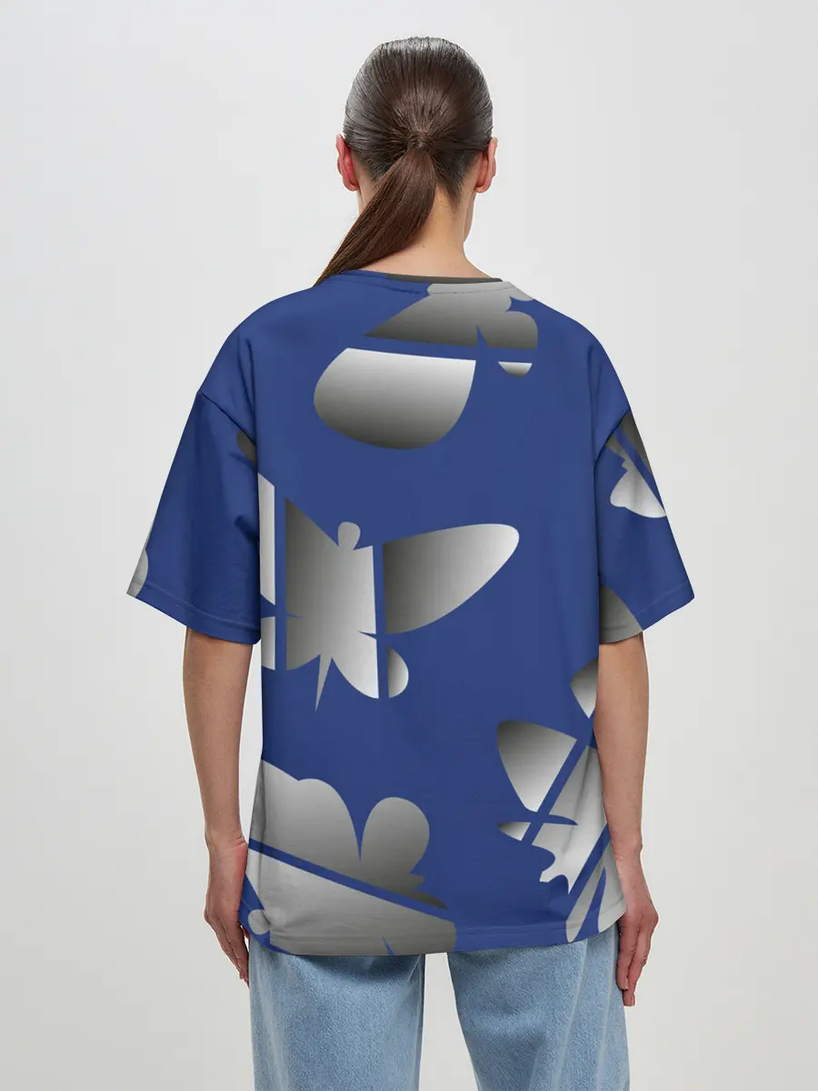 Женская футболка оверсайз / градиентные бабочки