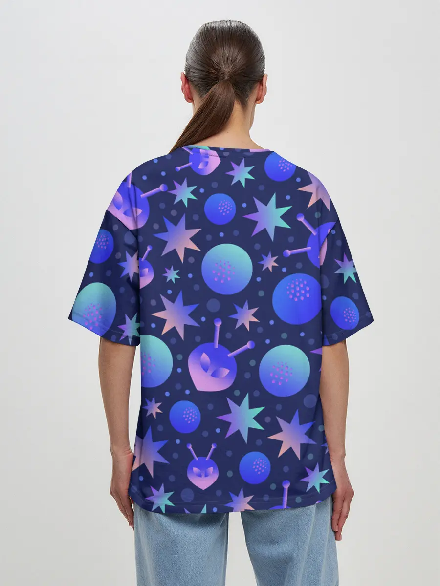 Женская футболка оверсайз / Космический микс
