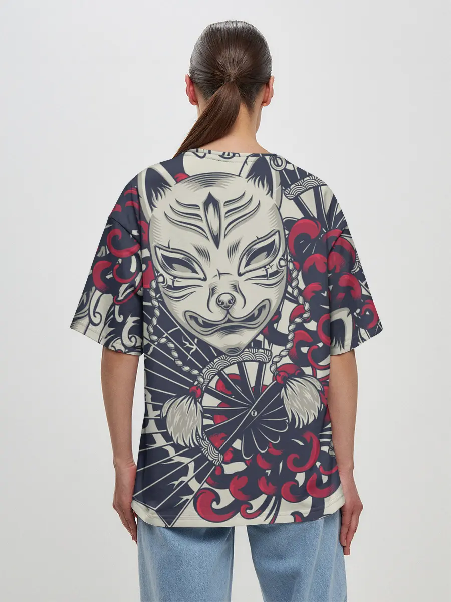 Женская футболка оверсайз / Кицунэ | Маска лисы