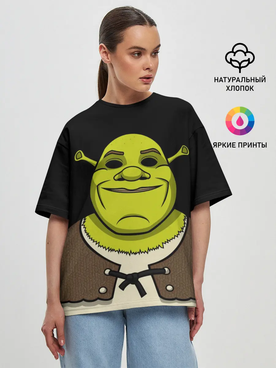 Женская футболка оверсайз / Шрэк