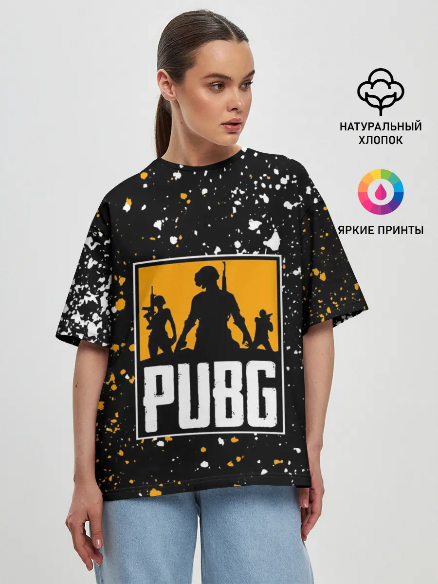 Женская футболка оверсайз / PUBG / ПАБГ / ГРАНЖ