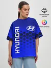 Женская футболка оверсайз / HYUNDAI / ХЕНДАЙ / BLUE STYLE