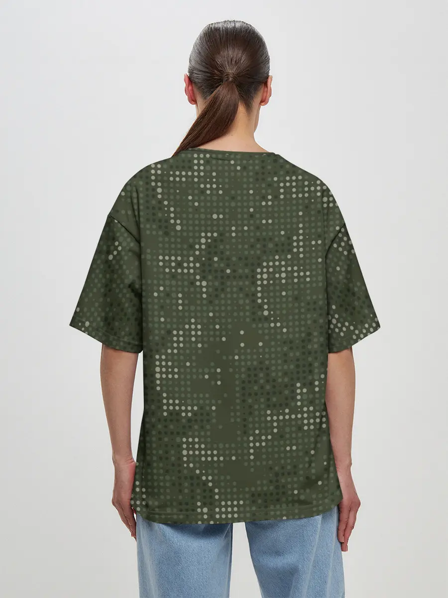 Женская футболка оверсайз / ПОБЕДНЫЙ КАМУФЛЯЖ С ЛЕНТОЙ