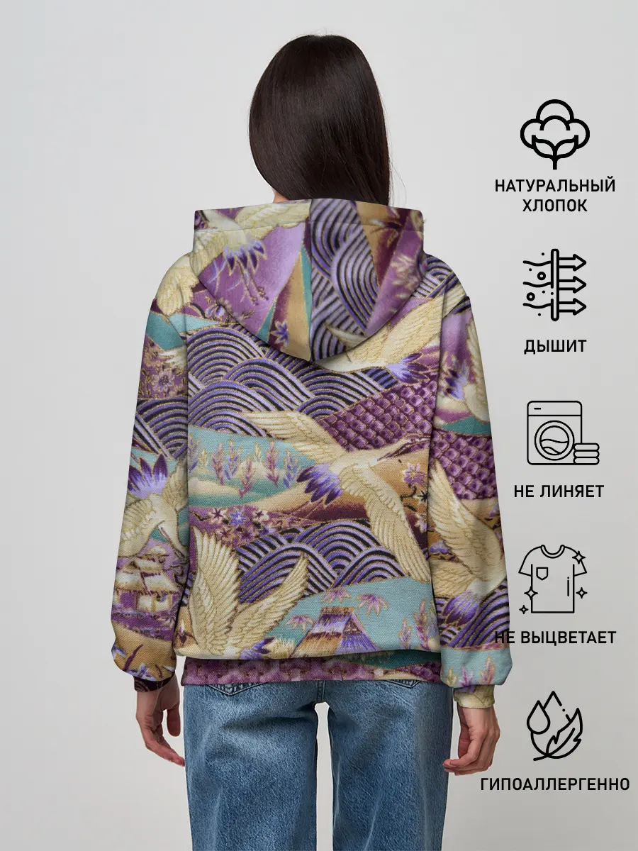 Женское худи / Японская вышивка с журавлями