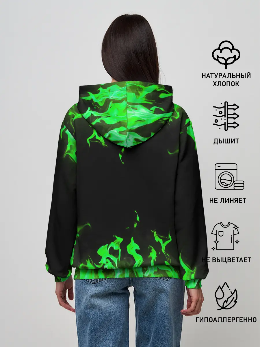 Женское худи / GREEN FIRE | ОГОНЬ