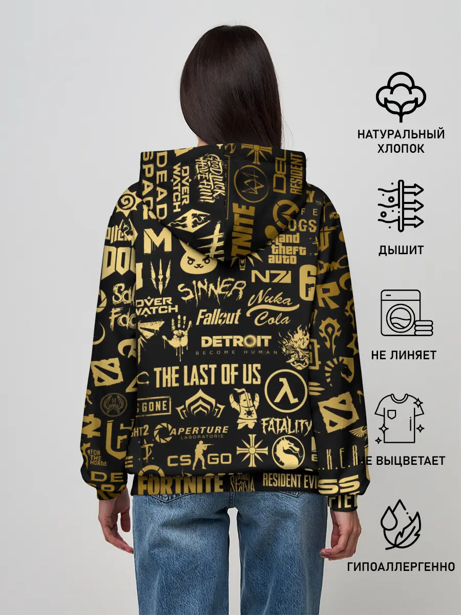 Женское худи / ЛОГОТИПЫ ИГР ЗОЛОТО | GOLDEN