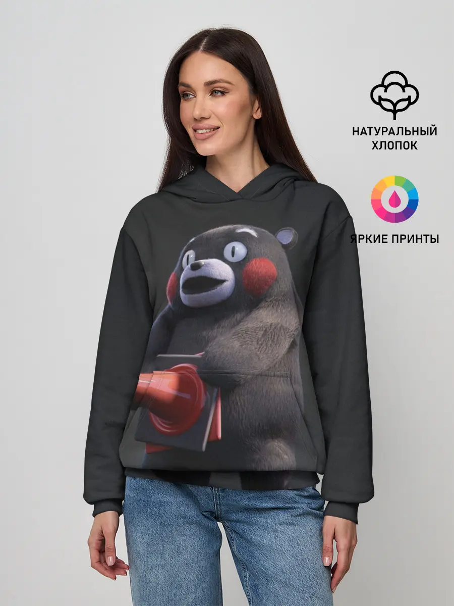 Женское худи / Kumamon прикрылся