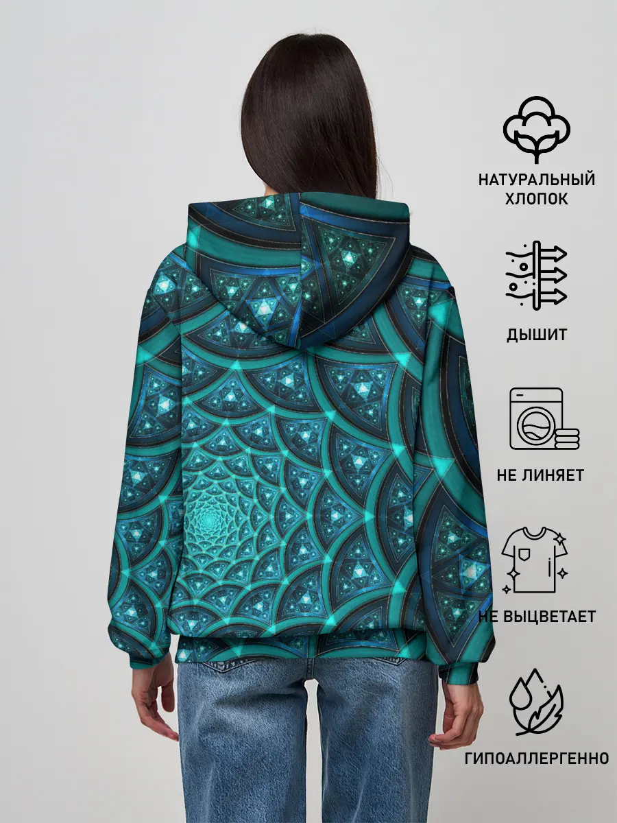 Женское худи / Асимметрия узор круги фигуры