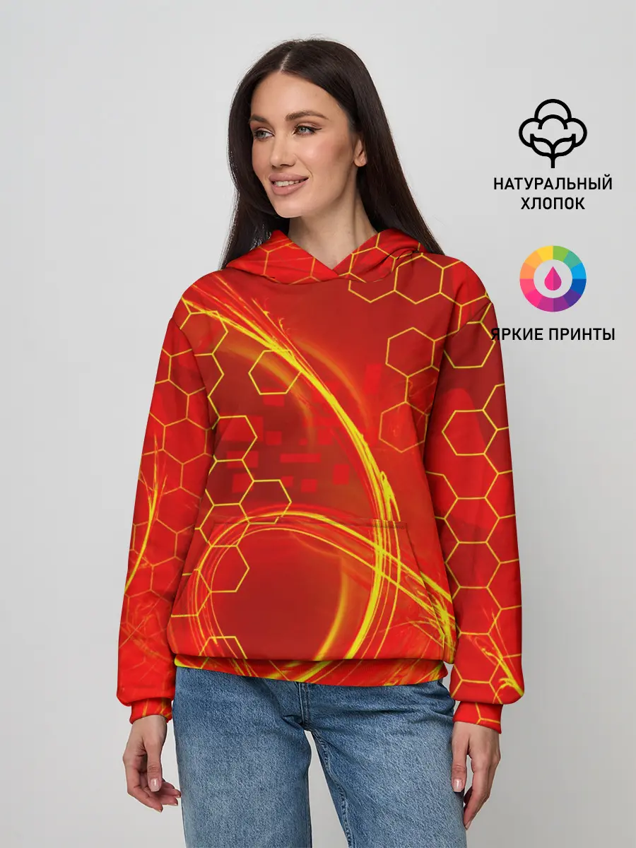 Женское худи / Неоновый Огонь