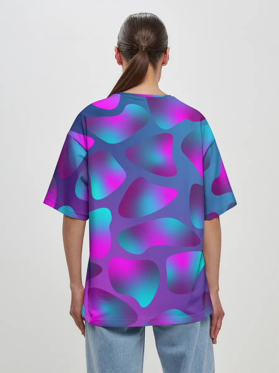 Женская футболка оверсайз / Неоновые капли