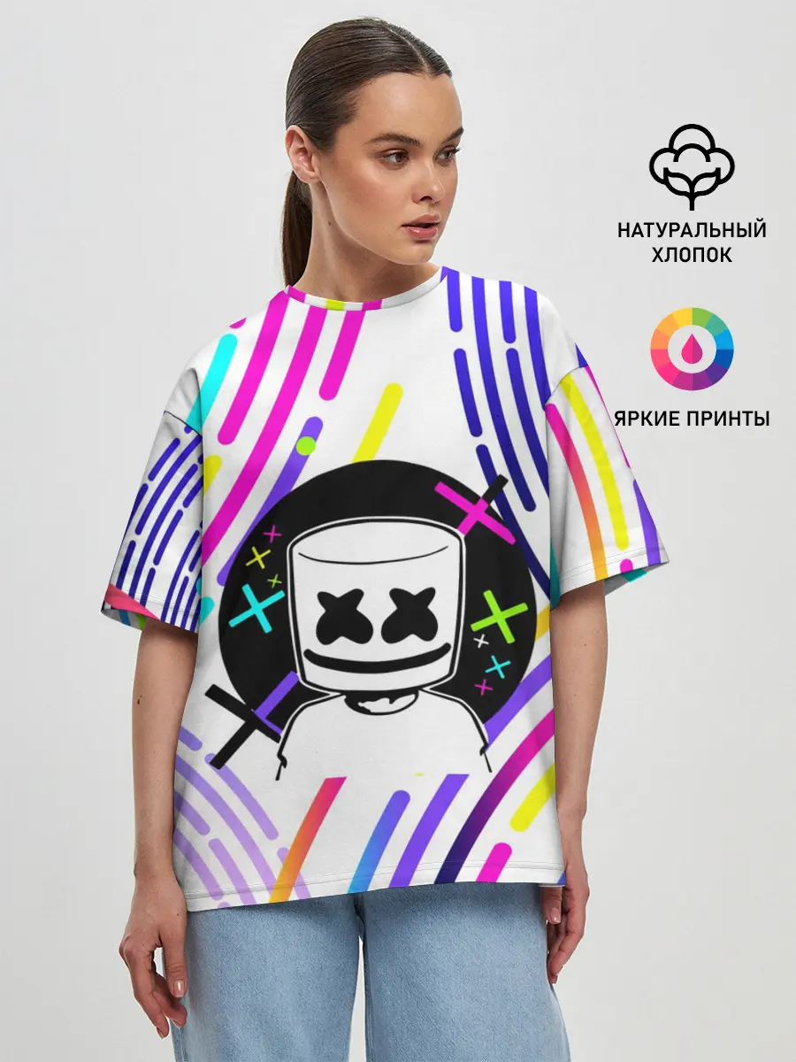 Женская футболка оверсайз / MARSHMELLO