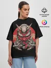 Женская футболка оверсайз / Cyber Oni Samurai