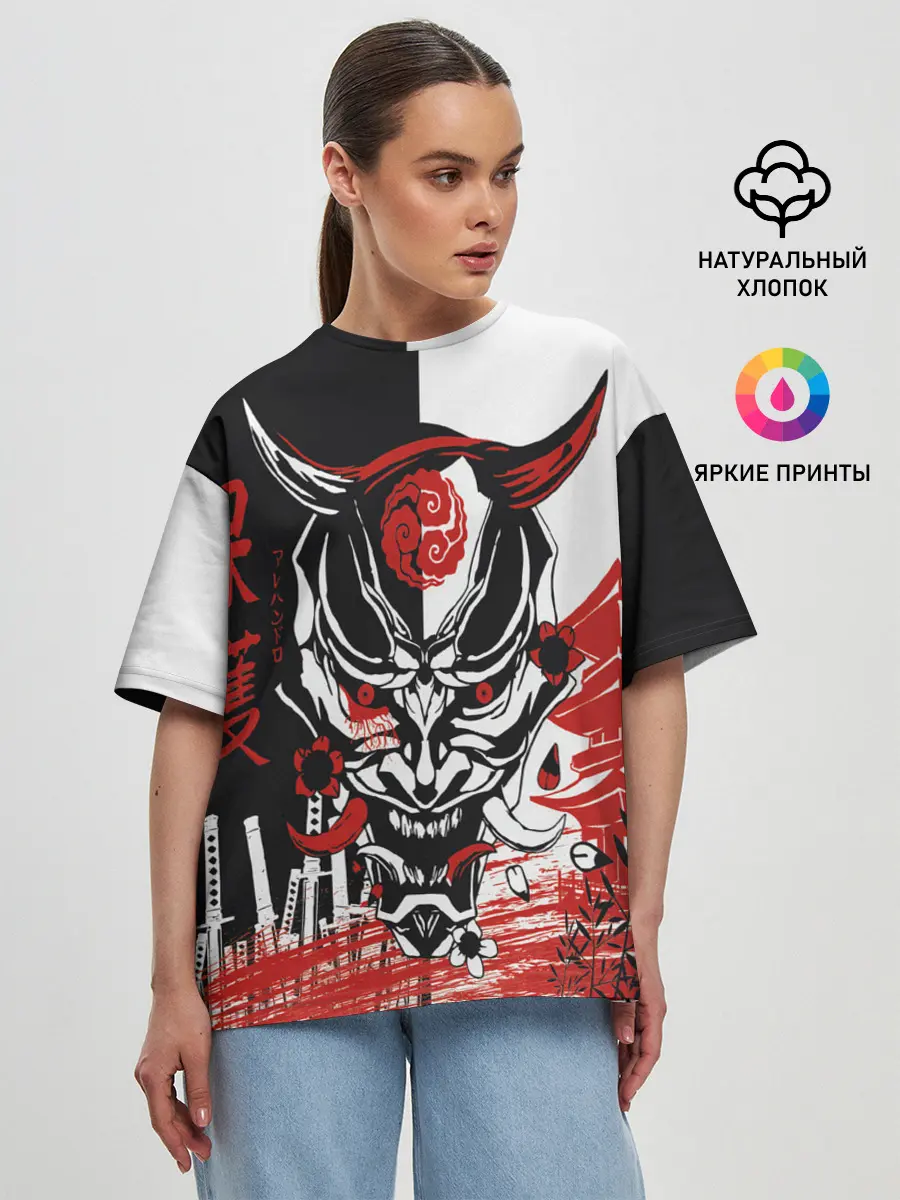 Женская футболка оверсайз / Самурай Samurai