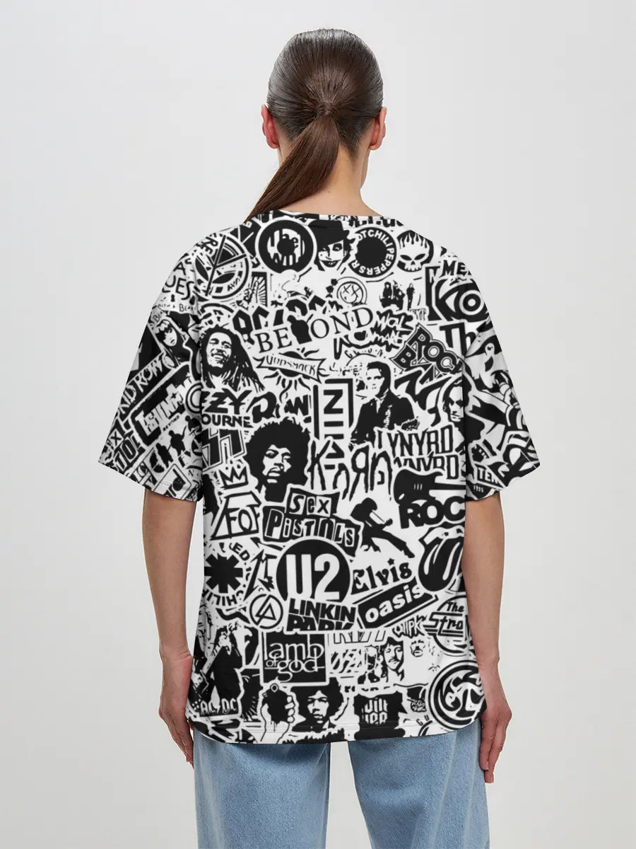 Женская футболка оверсайз / Rock Band Logos