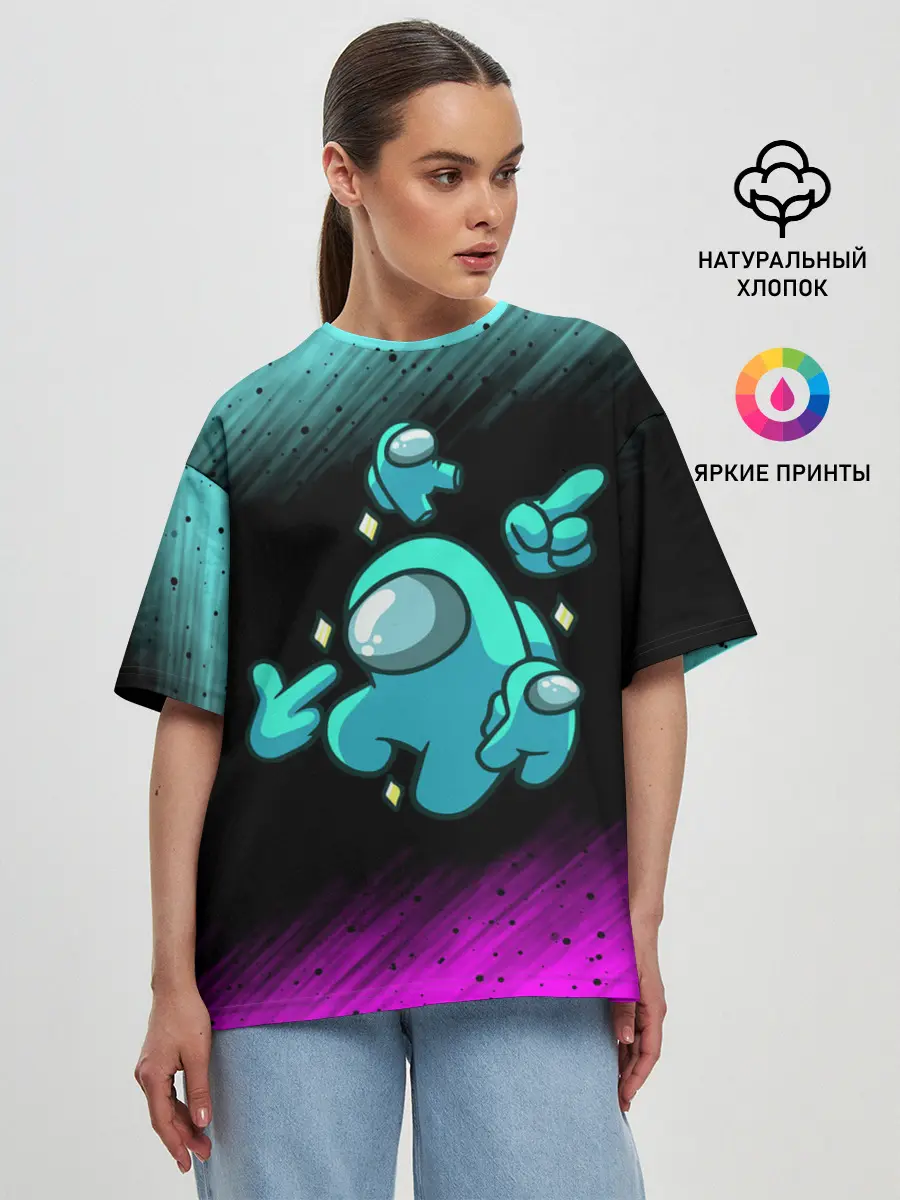 Женская футболка оверсайз / AMONG US - Crewmate With Mini