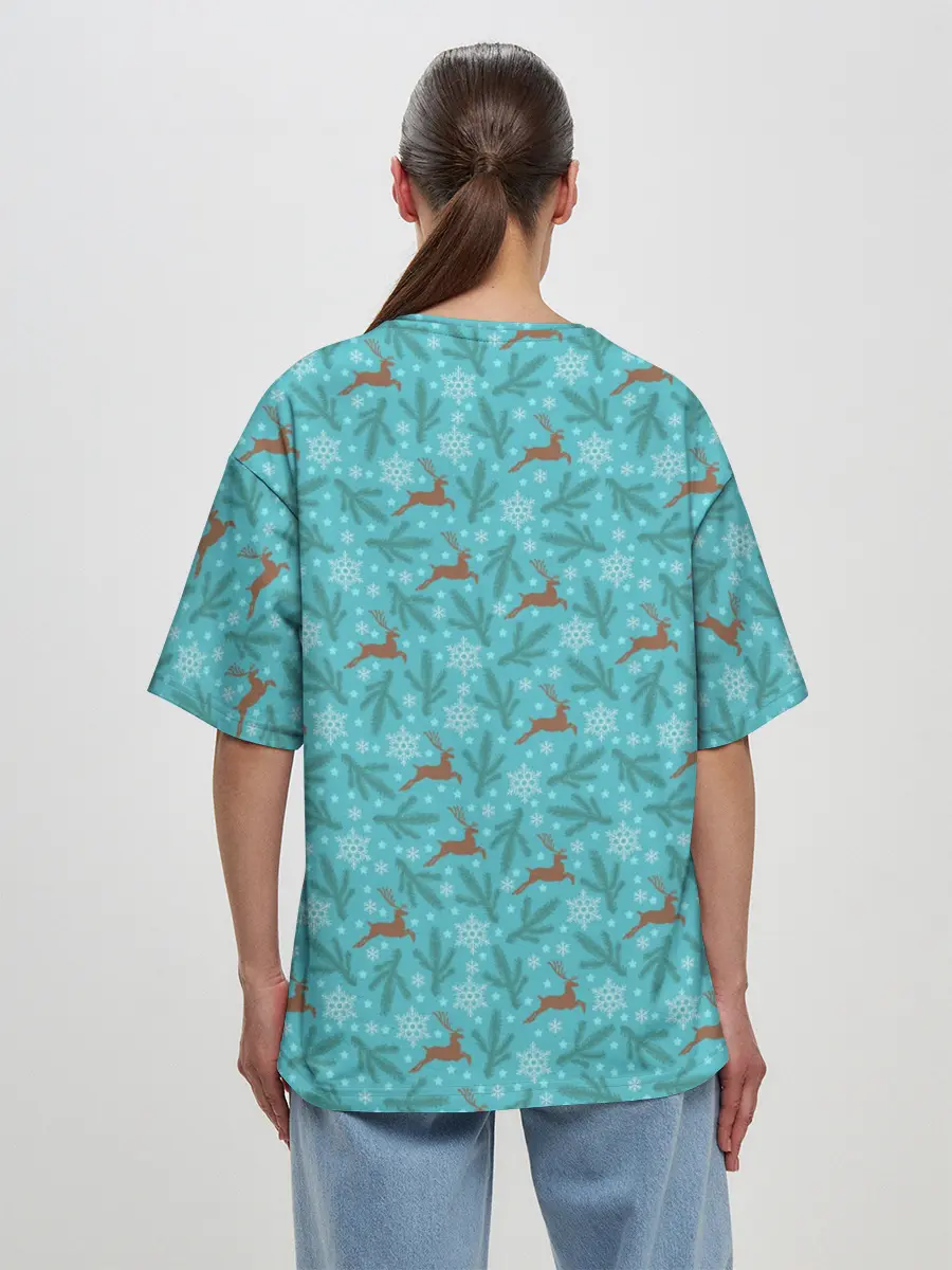 Женская футболка оверсайз / Новогодние Олени