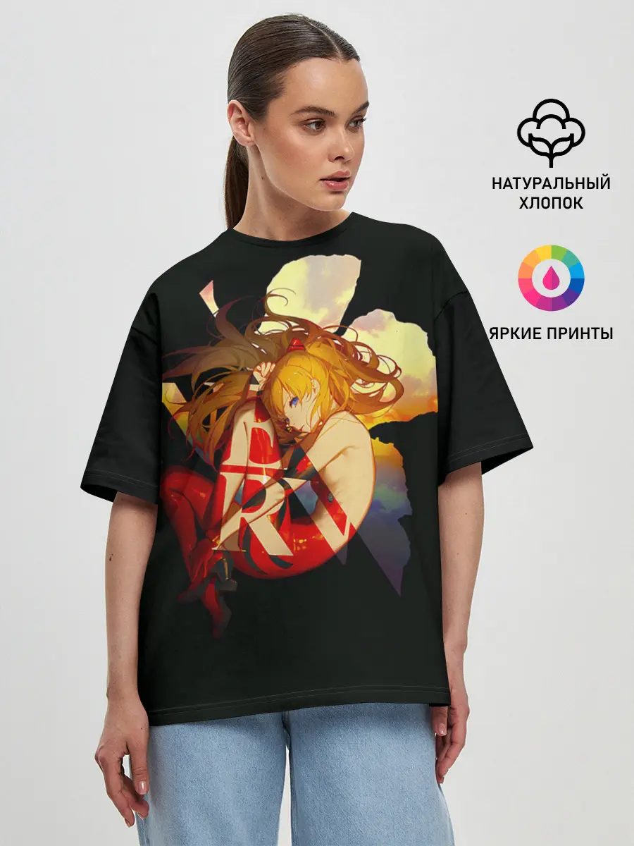 Женская футболка оверсайз / Аска Евангелион Nerv
