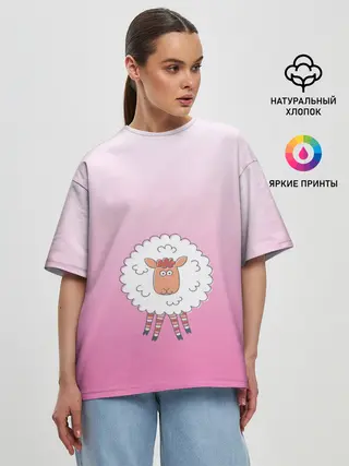 Женская футболка оверсайз / веселая овечка