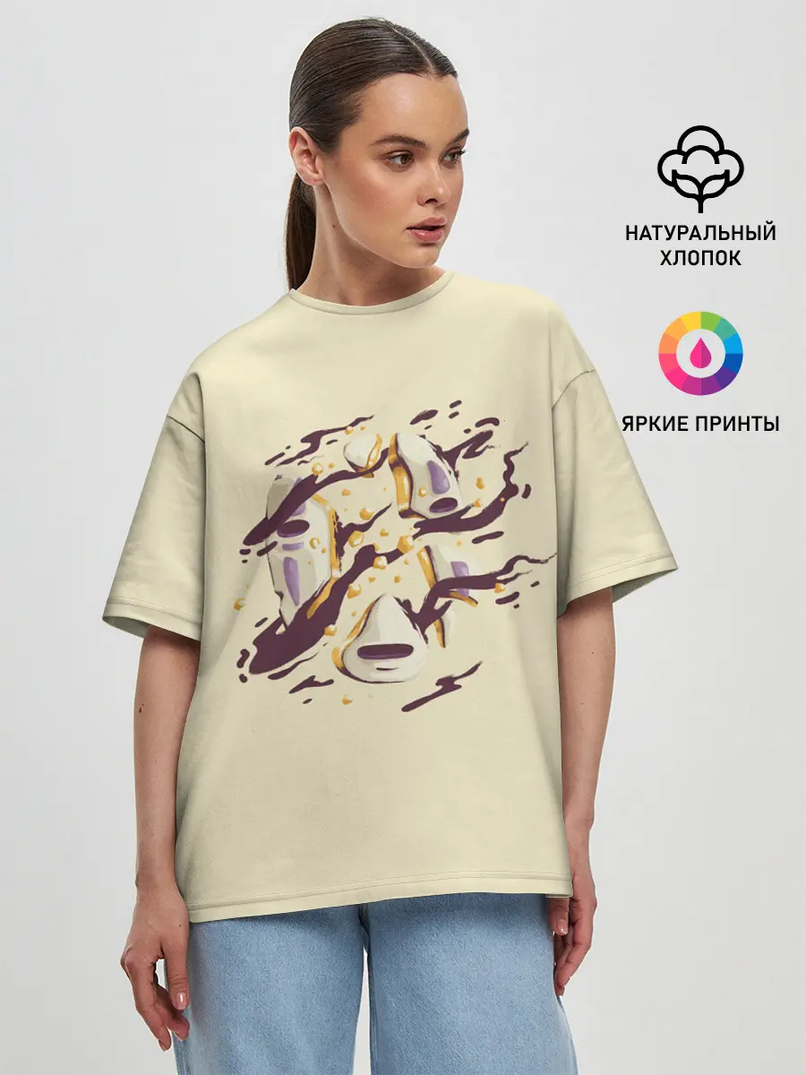 Женская футболка оверсайз / Маска Безликого раскололась