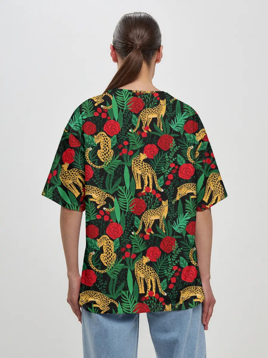 Женская футболка оверсайз / Leopards | Леопардовый Паттерн