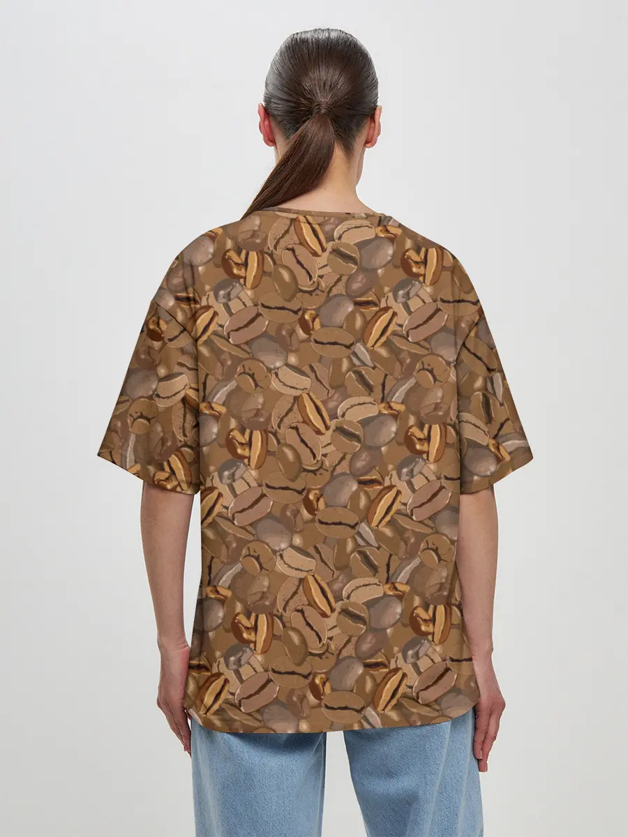 Женская футболка оверсайз / Кофейные Зёрна
