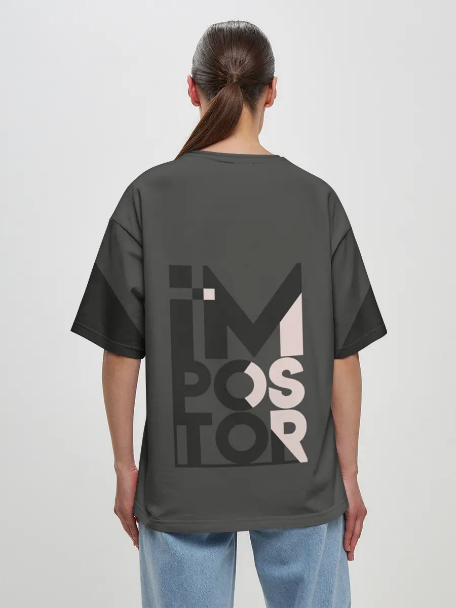 Женская футболка оверсайз / AMONG US | BLACK IMPOSTOR