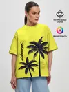 Женская футболка оверсайз / Cyberpunk 2077 - Пальмы