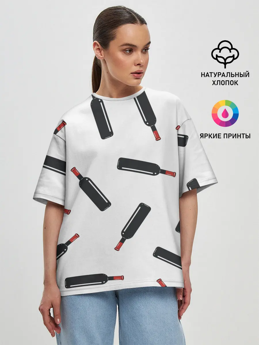 Женская футболка оверсайз / винишко