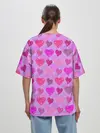 Женская футболка оверсайз / Розовые сердечки