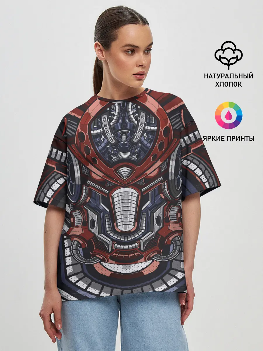 Женская футболка оверсайз / Механический робот