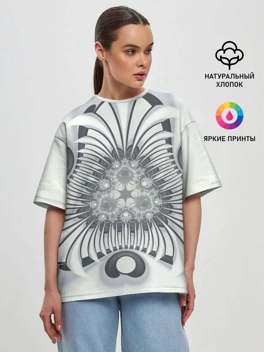 Женская футболка оверсайз / Серая абстракция
