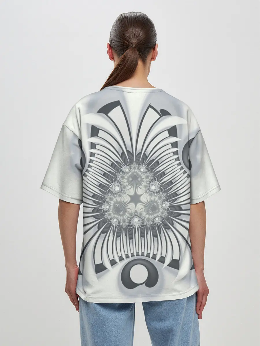 Женская футболка оверсайз / Серая абстракция