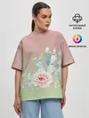 Женская футболка оверсайз / суккулент градиент