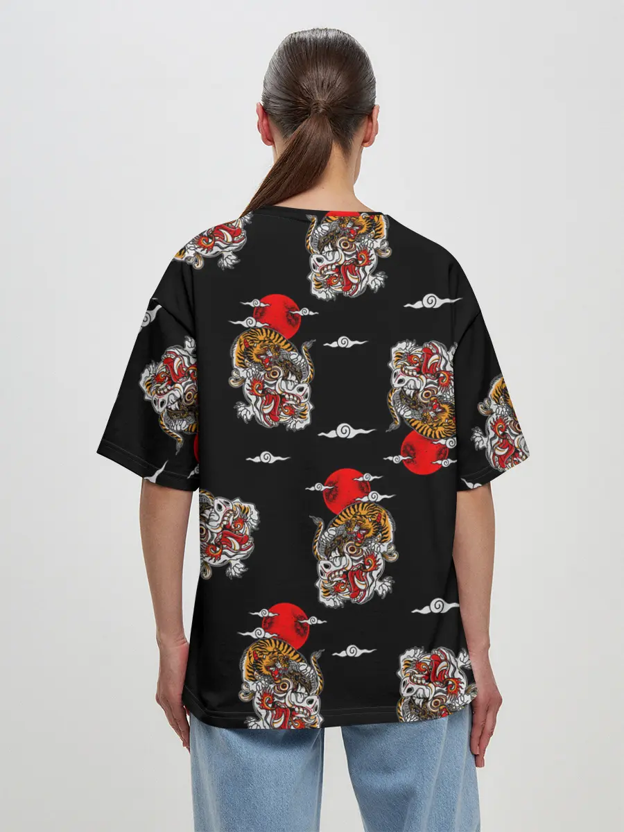 Женская футболка оверсайз / Японский стиль - тигры