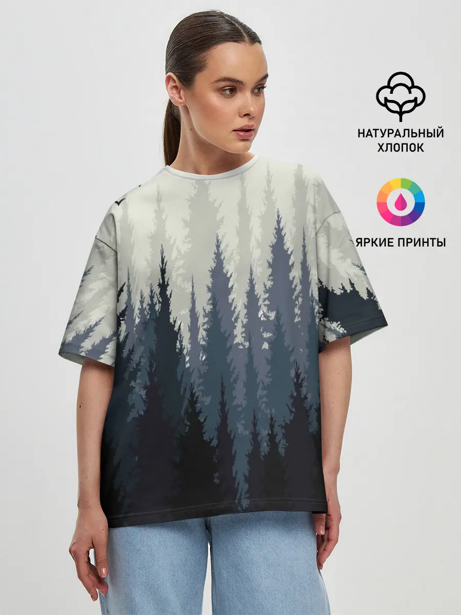 Женская футболка оверсайз / Лес