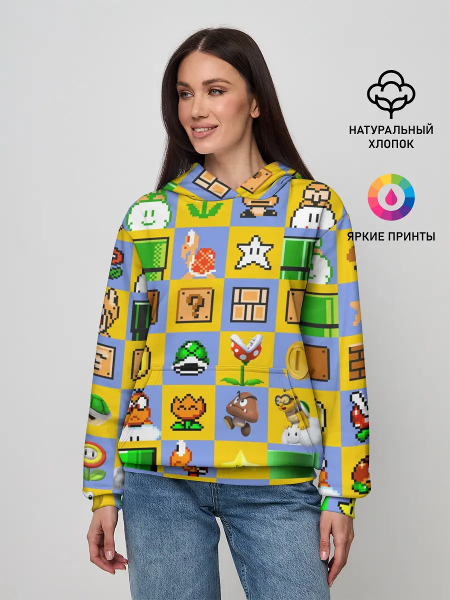 Женское худи / Super Mario Pop art