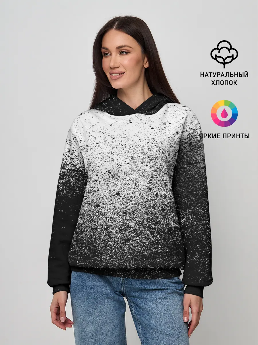 Женское худи / БРЫЗГИ КРАСОК ЧЁРНЫЙ