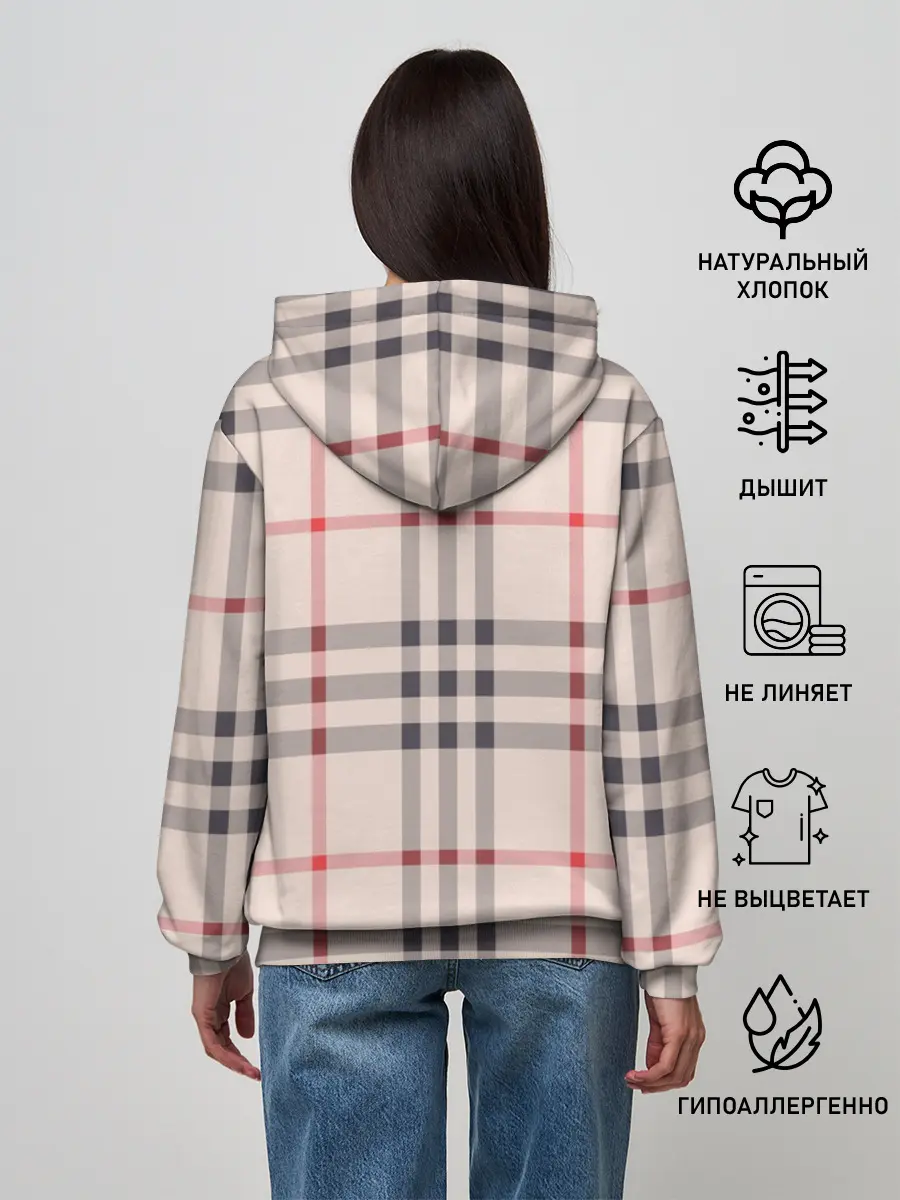 Женское худи / Светлая клетка