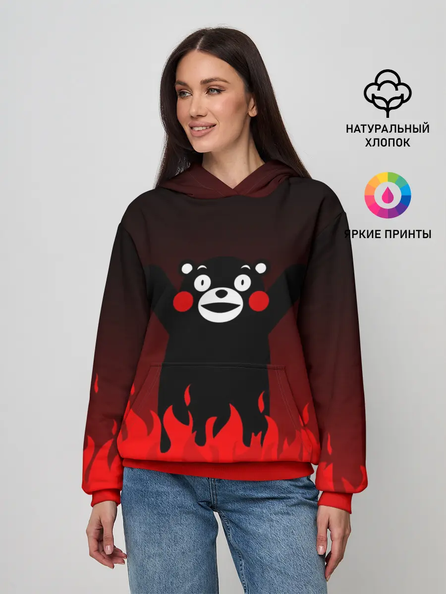 Женское худи / Kumamon горит