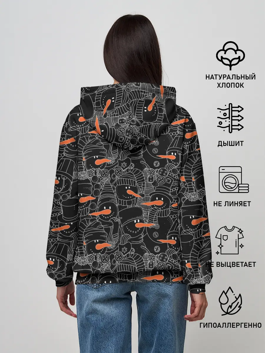 Женское худи / Черные снеговики