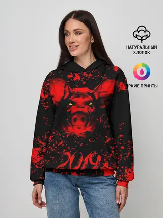 Женское худи / Красный поросенок