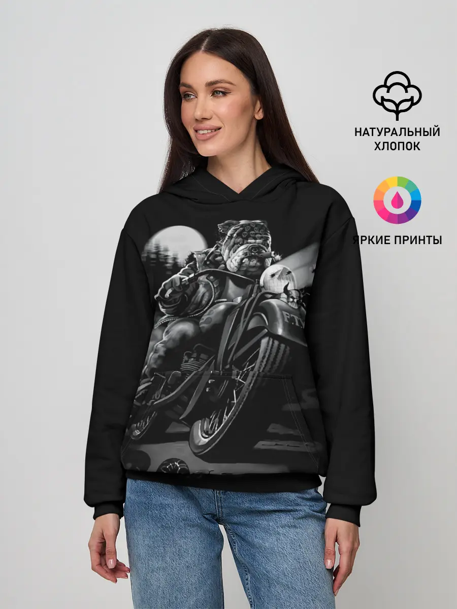 Женское худи / Biker dog / Пёс-байкер