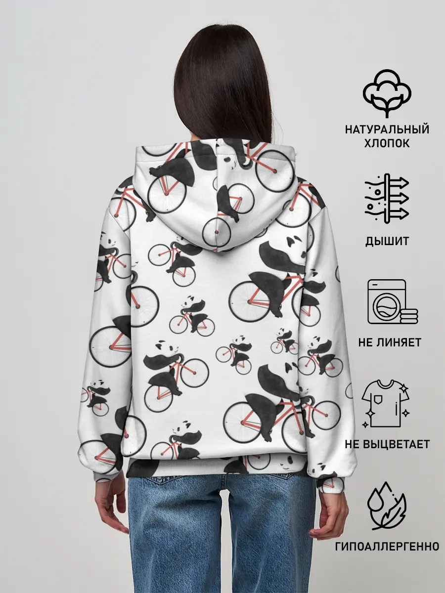 Женское худи / Панды На Велосипеде