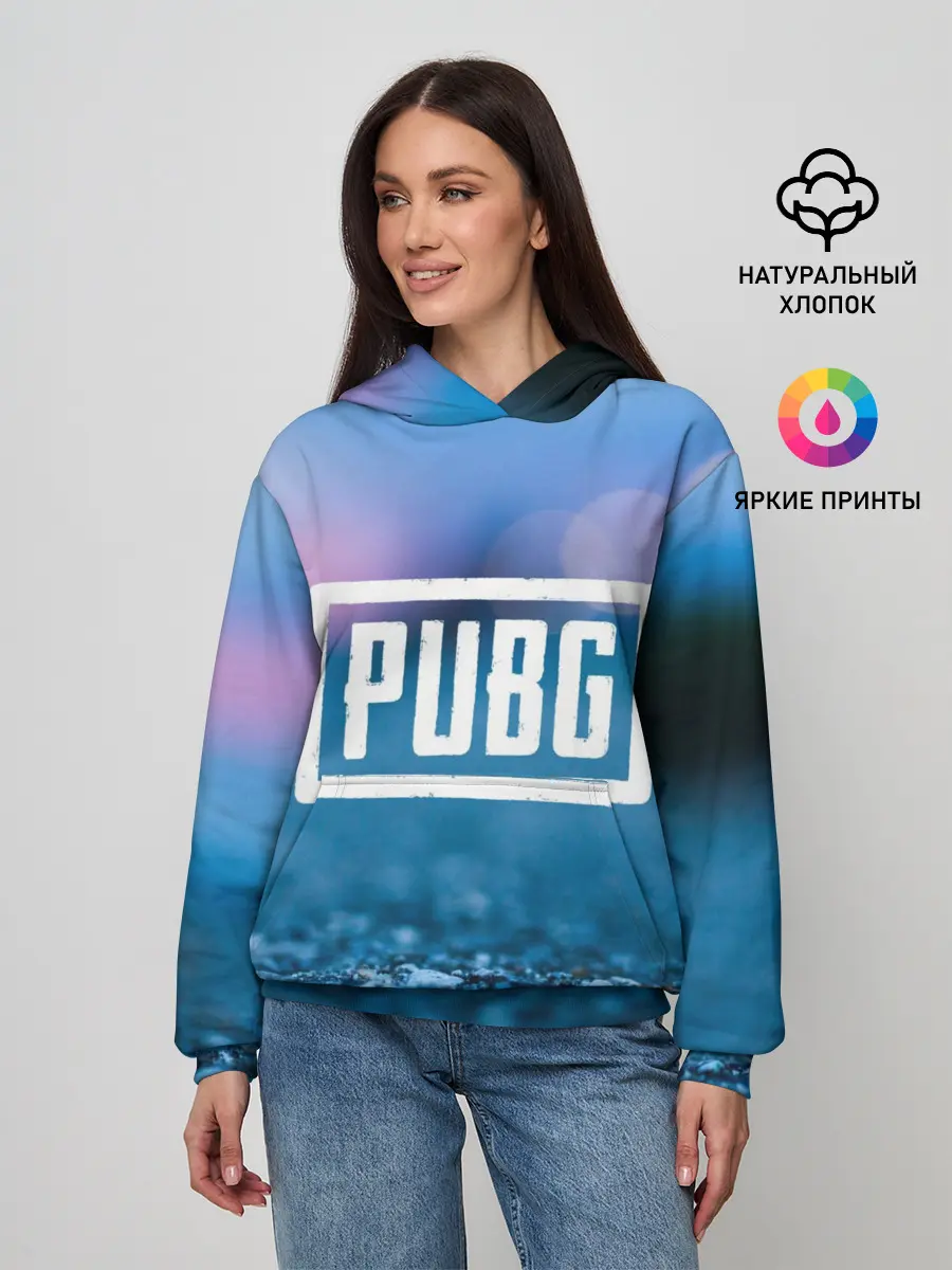 Женское худи / PUBG light blue