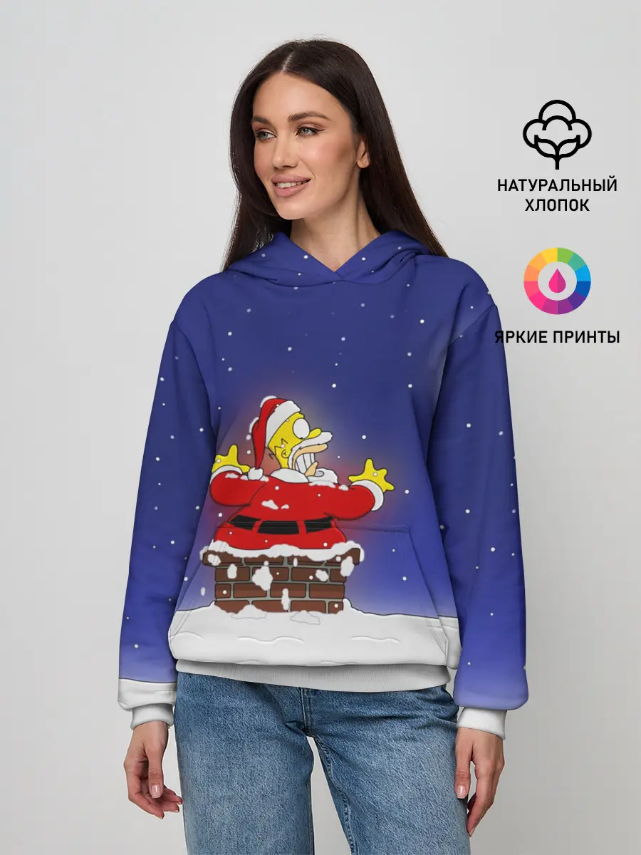 Женское худи / Гомер Санта Клаус