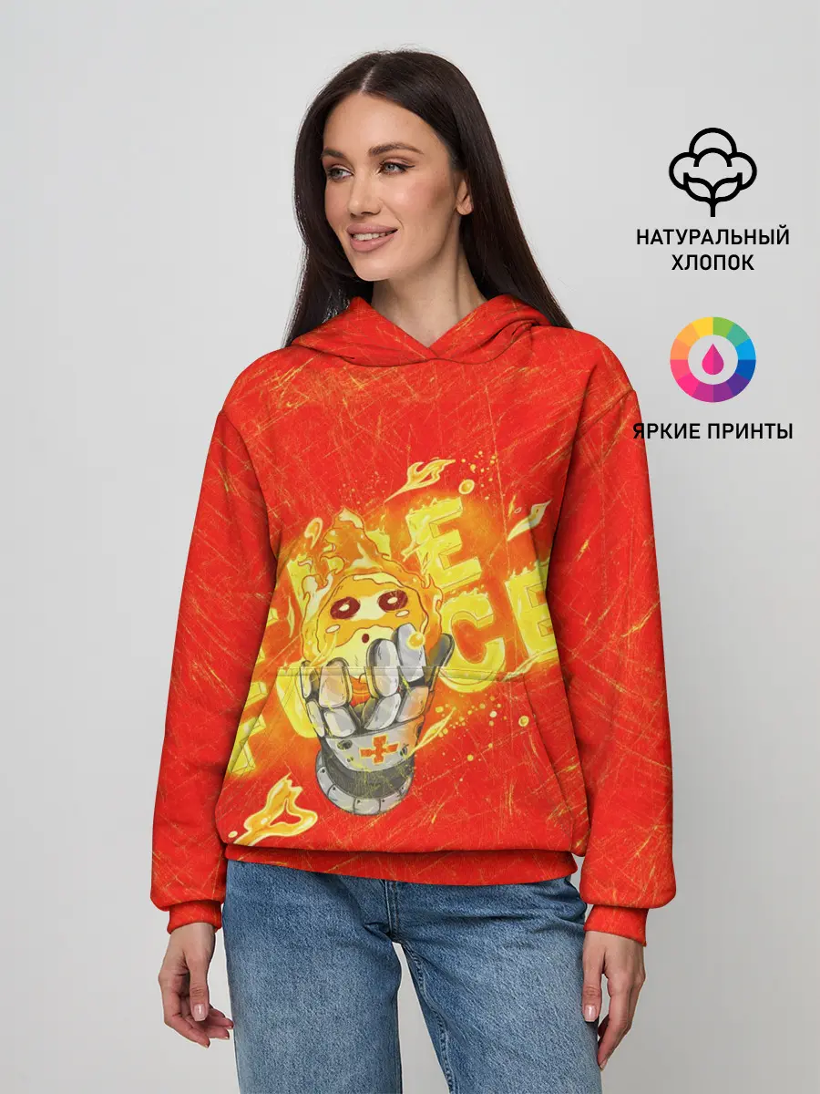 Женское худи / пламенная бригада пожарных красный фон