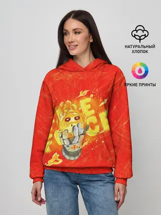 Женское худи / пламенная бригада пожарных красный фон